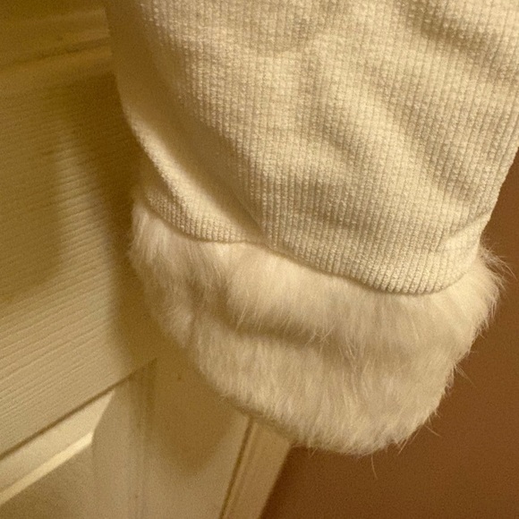Vintage Y2K Sheri Bodell Corduroy White 100% Rabbit Fur Trim Jacket Sz XS - Picture 12 of 16